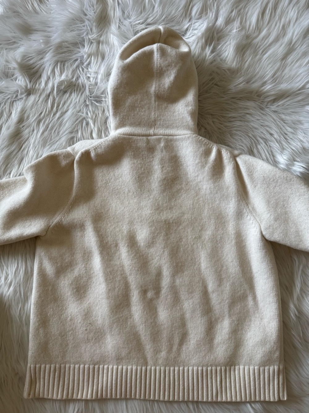 Polo Ralph Lauren Shearling Bear Hoodie Sweater Cream XXL - Picture 8 of 8